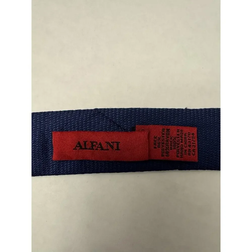 Alfani Men’s Blue Gray Plaid Neck Tie Classic Polyester Handmade